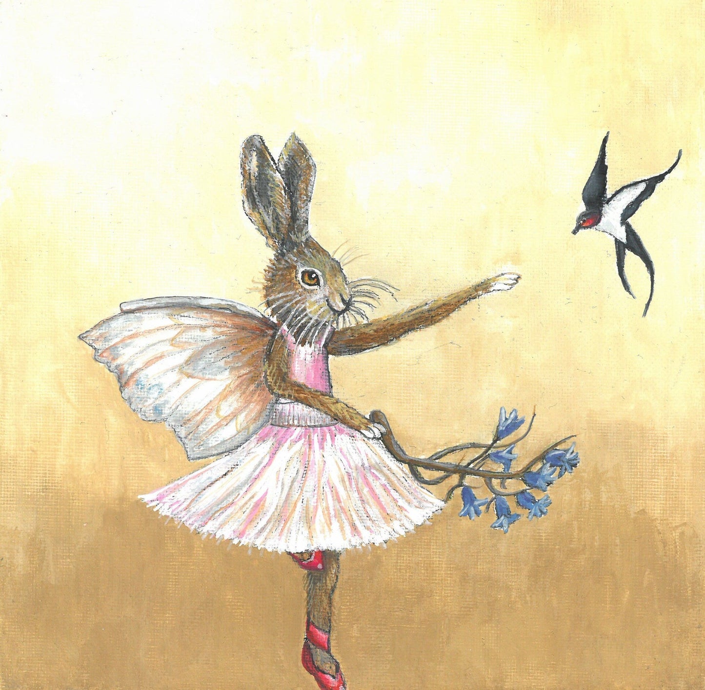 Ballerina Hare and Swallow Print