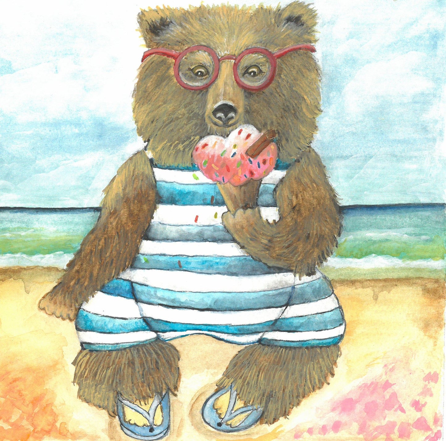 Summer Holiday Bear Print